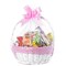 Vintiquewise White Round Willow Gift Basket, with Pink and White Gingham Liner and Handles, Small QI004550PK.S - alternate 6